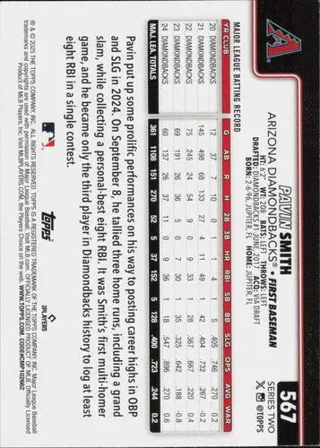2025 Topps #567 Pavin Smith NM-MT Diamondbacks ID:78431 - Baseball Card Single
