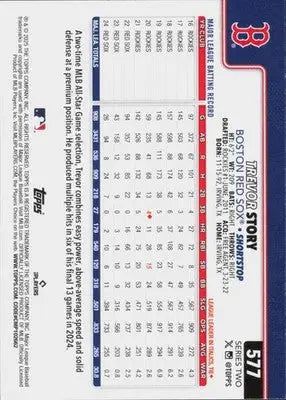 2025 Topps #577 Trevor Story NM-MT Red Sox ID:78436 - Baseball Card Single