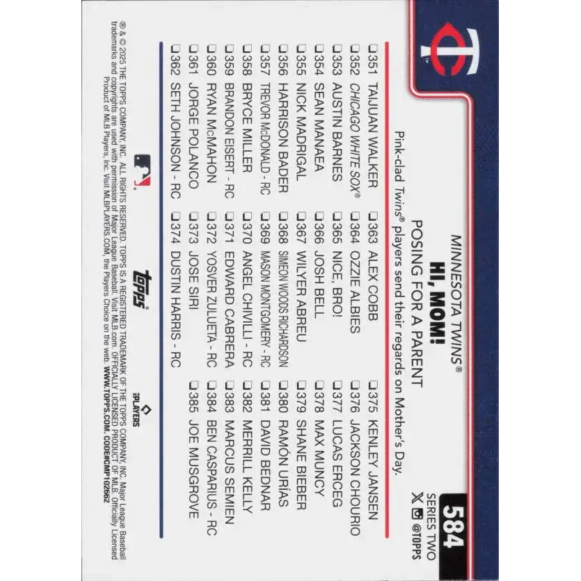 2025 Topps #584 Carlos Correa NM-MT Minnesota Twins Baseball Card - Baseball Card Single