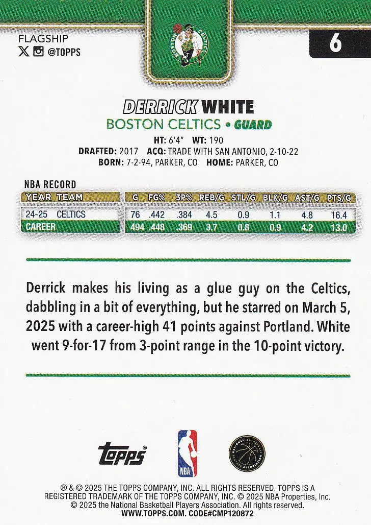 2025 TOPPS #6 DERRICK WHITE DIAMONTE- BOSTON CELTICS