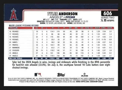 2025 Topps #606 Tyler Anderson Los Angeles Angels - Baseball Card Single