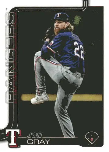 Original gloss baseball trading card of Jon Gray NM-MT from 2025 Topps #62 Rangers