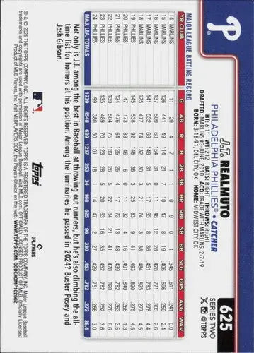 2025 Topps #625 J.T. Realmuto NM-MT Phillies ID:78454 - Baseball Card Single
