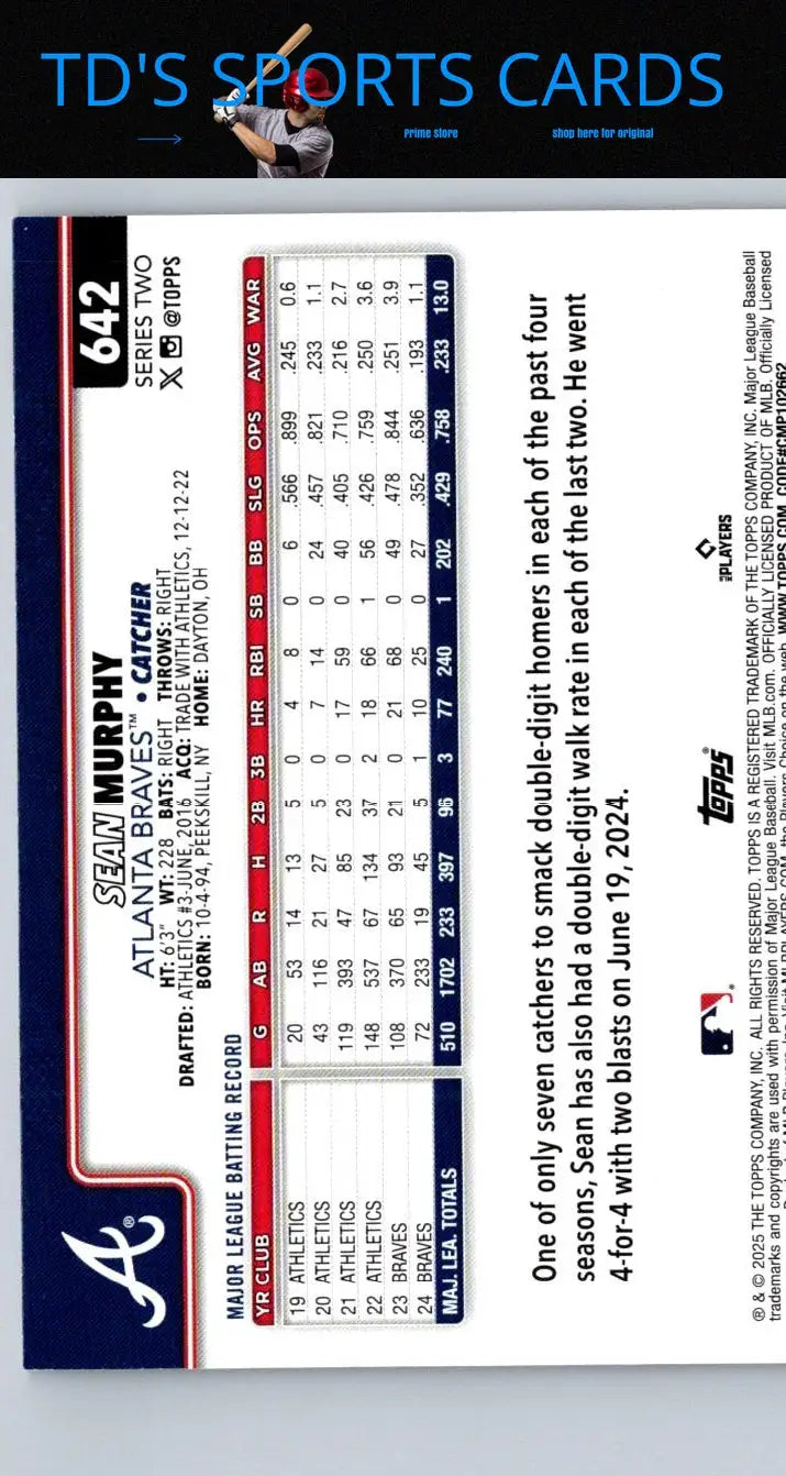 Sean Murphy baseball card from 2025 Topps #642 Murphy Diamante Foil collectible