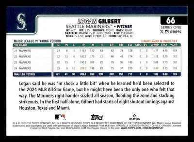 2025 Topps #66 Logan Gilbert - Baseball Card Single