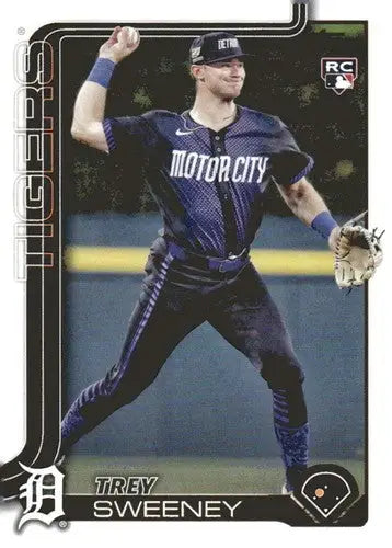 Baseball trading card featuring Trey Sweeney rookie Tigers in original gloss finish