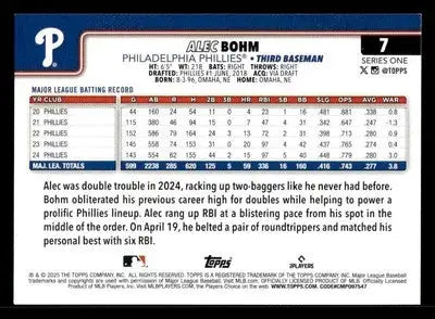 2025 Topps #7 Alec Bohm - Baseball Card Single