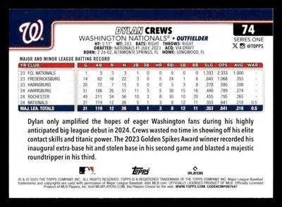 2025 Topps #74 Dylan Crews - Baseball Card Single