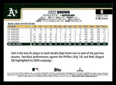 2025 Topps #8 Seth Brown - Baseball Card Single