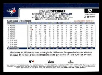 2025 Topps #82 George Springer - Baseball Card Single