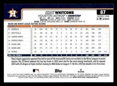2025 Topps #87 Shay Whitcomb - Baseball Card Single