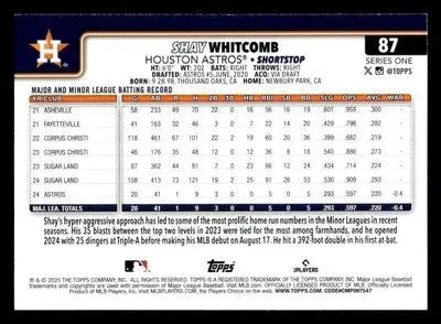 2025 Topps #87 Shay Whitcomb - Baseball Card Single