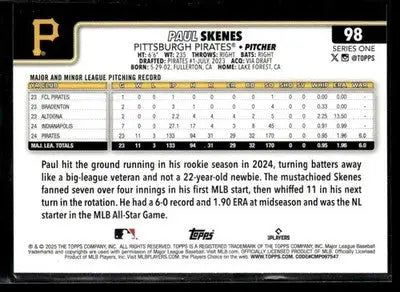 2025 Topps #98 Paul Skenes - Baseball Card Single