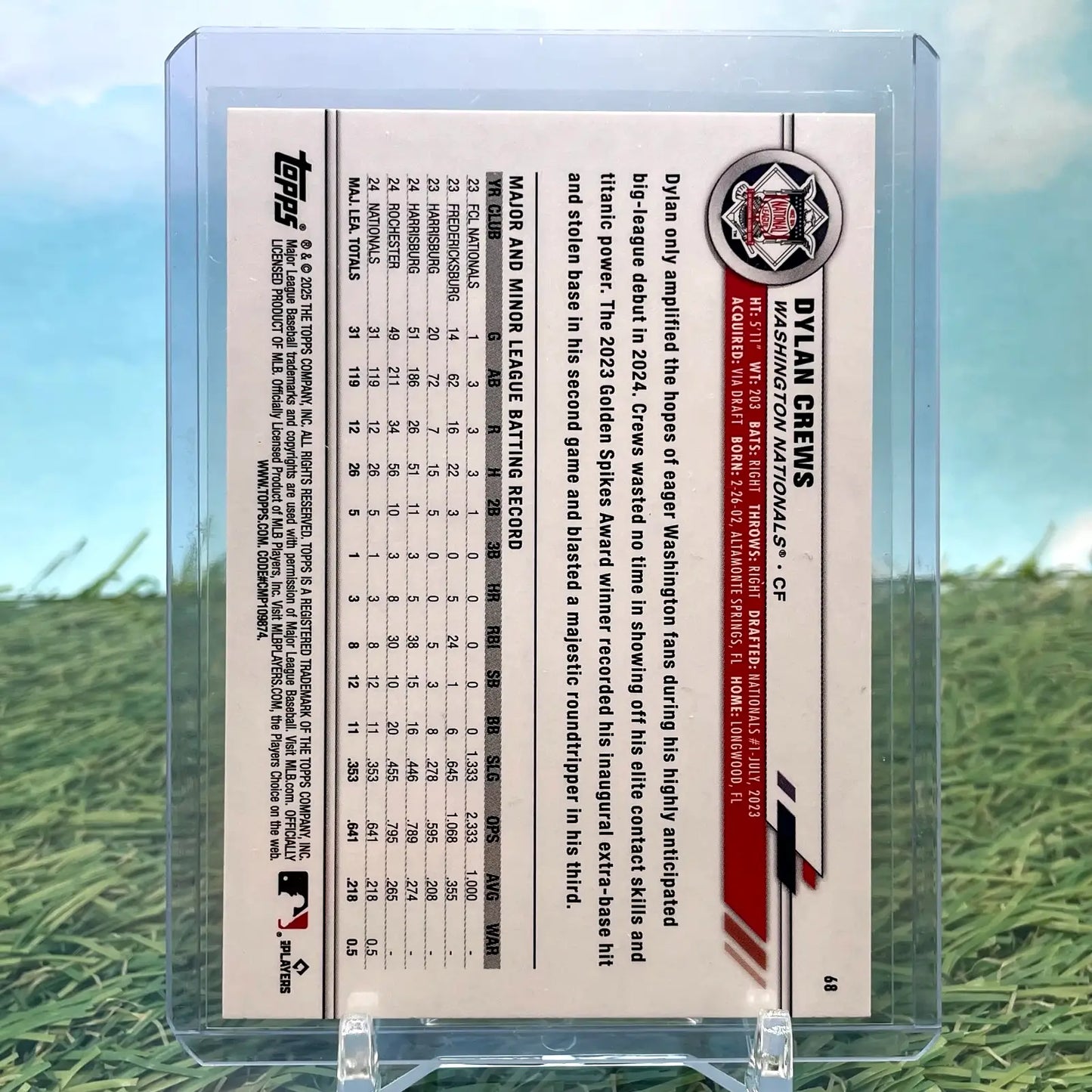 2025 Topps All Star Game Dylan Crews RC Rookie Base Nationals - Baseball Card Single