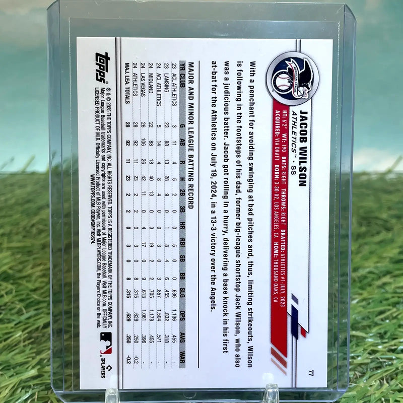 2025 Topps All Star Game Jacob Wilson Rookie RC Base #77 Athletics - Baseball Card Single