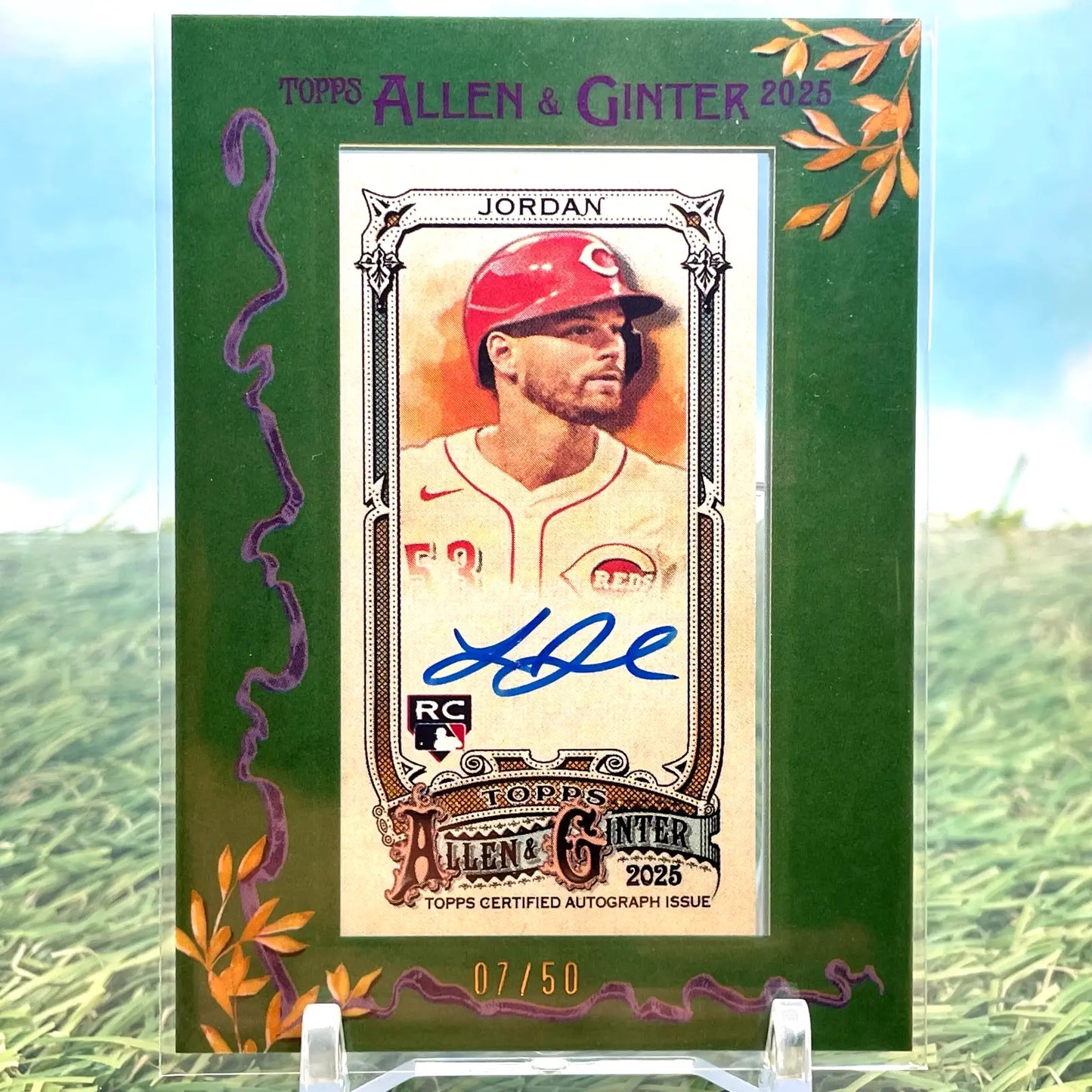 2025 Topps Allen And Ginter LEVI JORDAN GREEN MINI FRAMED AUTO 04/50 RC ON CARD - Baseball Card Single