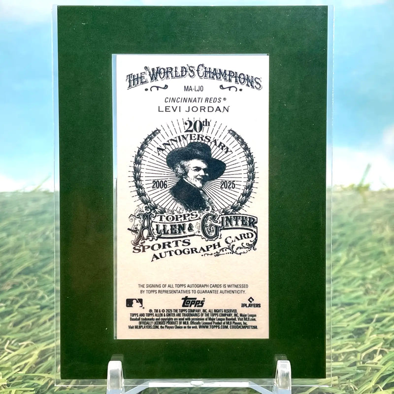 2025 Topps Allen And Ginter LEVI JORDAN GREEN MINI FRAMED AUTO 04/50 RC ON CARD - Baseball Card Single