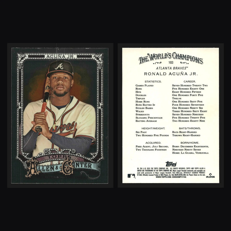 2025 Topps Allen & Ginter #103 Ronald Acuna Jr Braves Silver Portrait Parallel