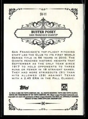 2025 Topps Allen & Ginter Buster Posey #SV-11 Sweet Victory San Francisco Giants