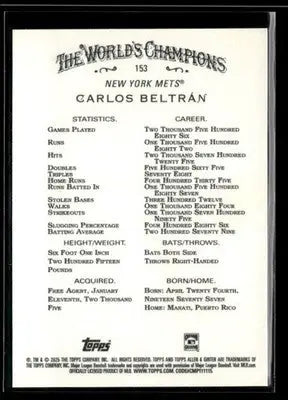 2025 Topps Allen & Ginter Carlos Beltrán #153 New York Mets