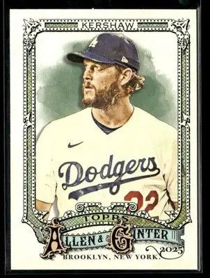 2025 Topps Allen & Ginter Clayton Kershaw #37 Los Angeles Dodgers