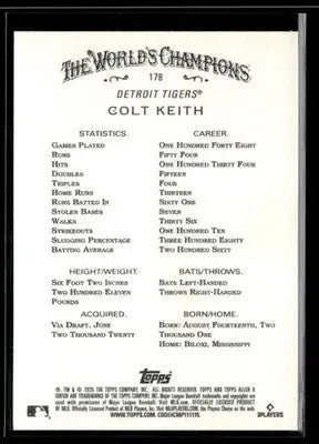 2025 Topps Allen & Ginter Colt Keith #178 Detroit Tigers