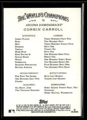 2025 Topps Allen & Ginter Corbin Carroll #10 Arizona Diamondbacks