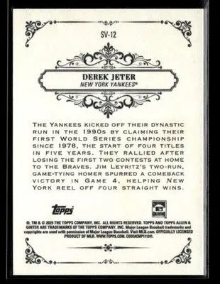 2025 Topps Allen & Ginter Derek Jeter #SV-12 Sweet Victory New York Yankees