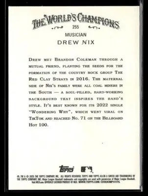2025 Topps Allen & Ginter Drew Nix #255 Musician
