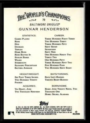 2025 Topps Allen & Ginter Gunnar Henderson #79 Chrome Baltimore Orioles