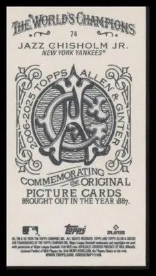 2025 Topps Allen & Ginter Jazz Chisholm Jr. #74 Mini Allen & Ginter Back Yankees