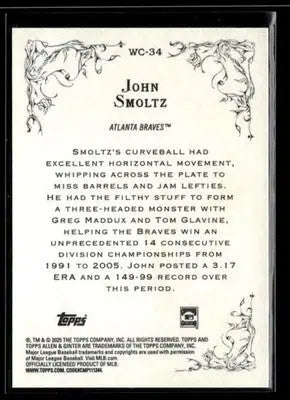 2025 Topps Allen & Ginter John Smoltz #WC-34 Wicked Curves Atlanta Braves