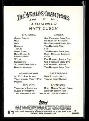 2025 Topps Allen & Ginter Matt Olson #168 Atlanta Braves