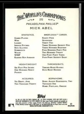 2025 Topps Allen & Ginter Mick Abel #272 RC Philadelphia Phillies