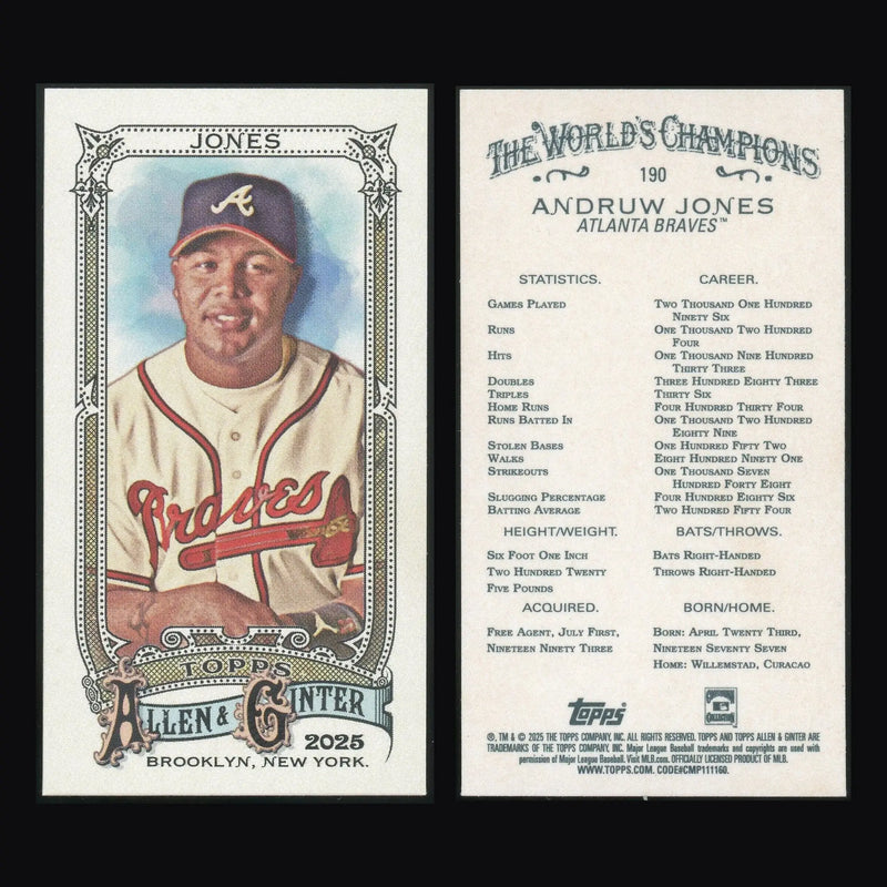 2025 Topps Allen & Ginter Mini #190 Andruw Jones Braves HOF Class of 2026