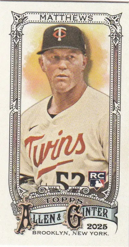 2025 Topps Allen & Ginter Mini #235 Zebby Matthews RC minnesota Twins - Trading Cards (Singles): Baseball Card Single