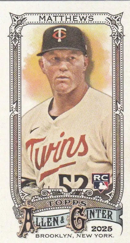 2025 Topps Allen & Ginter mini A&G back #235 Zebby Matthews RC Minnesota Twins - Baseball Card Single