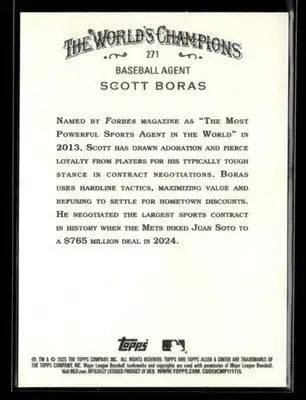 2025 Topps Allen & Ginter Scott Boras #271 Baseball Agent