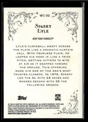 2025 Topps Allen & Ginter Sparky Lyle #WC-32 Wicked Curves New York Yankees