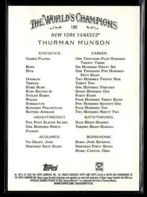 2025 Topps Allen & Ginter Thurman Munson #160 New York Yankees