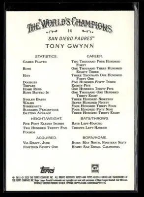 2025 Topps Allen & Ginter Tony Gwynn #14 San Diego Padres