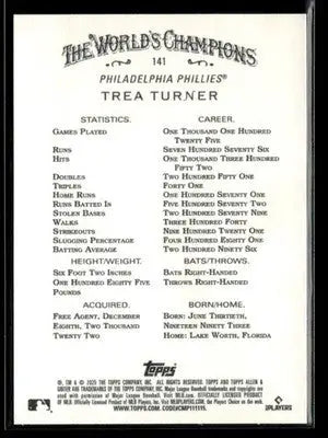 2025 Topps Allen & Ginter Trea Turner #141 Philadelphia Phillies
