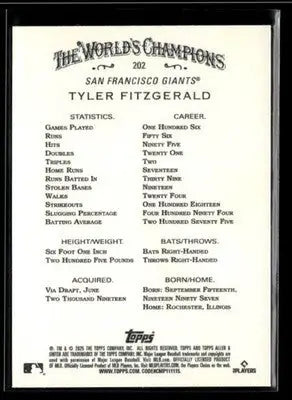 2025 Topps Allen & Ginter Tyler Fitzgerald #202 San Francisco Giants