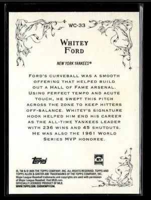 2025 Topps Allen & Ginter Whitey Ford #WC-33 Wicked Curves New York Yankees