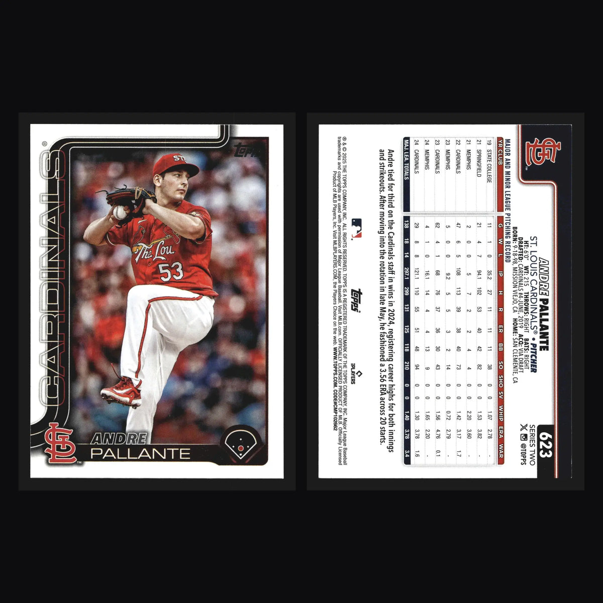 2025 Topps Andre Pallante #623 St. Louis Cardinals - Baseball Card Single
