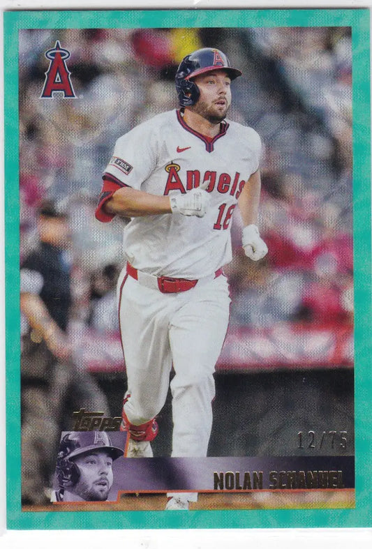 2025 Topps Archives #138 Nolan Schanuel Aqua 12/75 Los Angeles Angels - Baseball Card Single