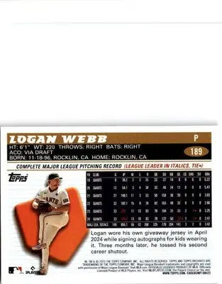 2025 Topps Archives #189 Logan Webb - Baseball Card Single