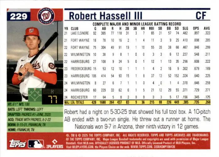2025 Topps Archives #229 Robert Hassell III - Baseball Card Single