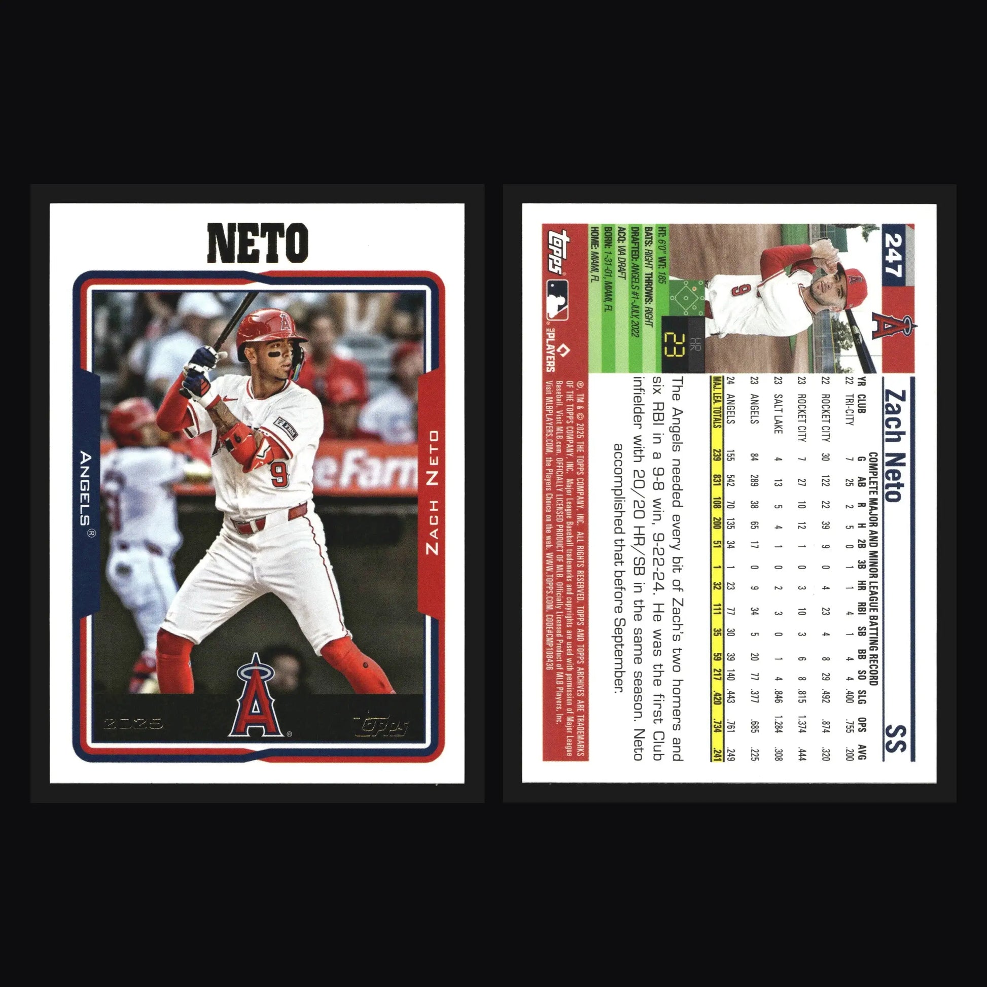2025 Topps Archives #247 Zach Neto Los Angeles Angels - Baseball Card Single