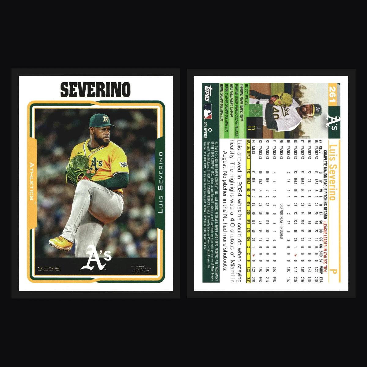 2025 Topps Archives #261 Luis Severino Athletics - Baseball Card Single
